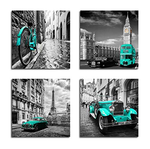 Paris Decor Wall Art for Living room Eiffel Tower/London Big Ben/Bedroom Decor Canvas Art For Office Bathroom Decor Europe Buildings Pictures HD Canvas Painting National Landmark Tourist Home Decor