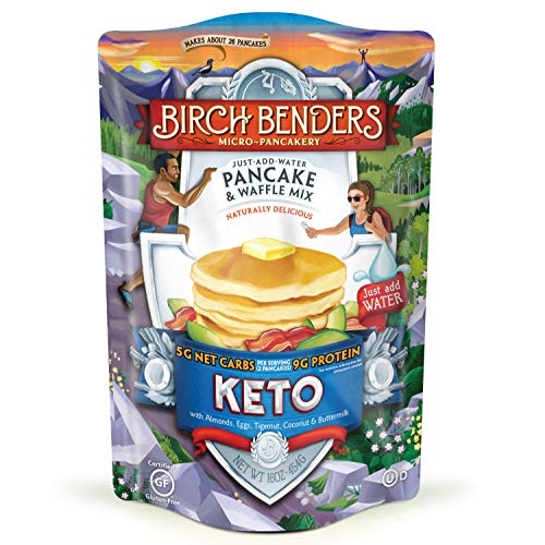 Book Cover Keto Pancake & Waffle Mix by Birch Benders, Low Carb, High Protein, Grain-free, Gluten-free, Low Glycemic, Keto Friendly, Made with Almond, Coconut & Cassava Flour, Just Add Water, 16 Oz