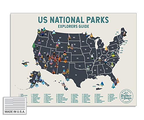 Book Cover USA National Park Scratch Off Map (24â€ x 17â€) - Interactive Travel Map - Scratch-Off Poster Reveals Images of All 62 US National Parks - Travelers Gift - Traveler Wall Decor