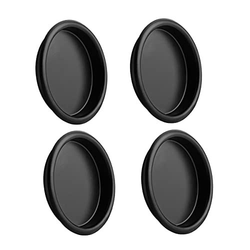 HOMOTEK 4 Pack Closet Door Finger Pull 2-1/16”, Easy Snap in Installation, Black, Fits a 5/16”Depth x 2-1/16" Diameter Opening Hole