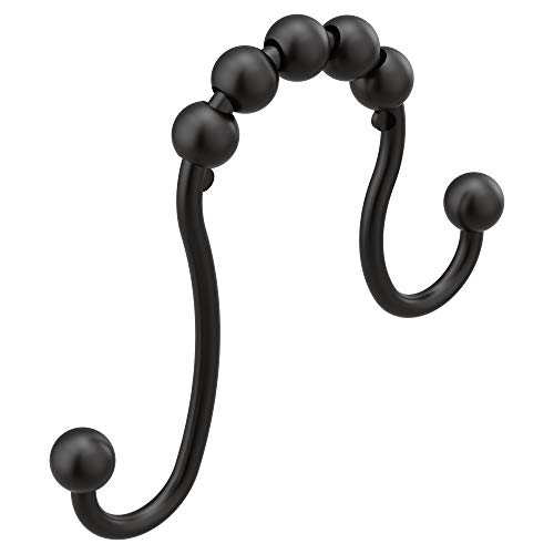 Book Cover Moen SR2201BL Collection Shower Curtain Ring Pack of 12, Matte Black
