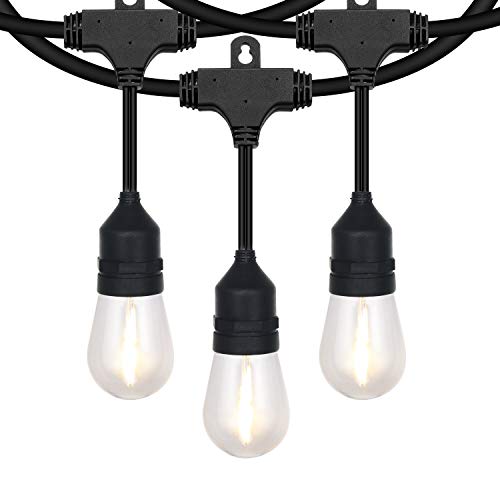 Honeywell 24FT LED Outdoor String Lights, Commercial Grade Patio Gazebo Porch Party Decor Light, Vintage Style CafÃ© Lighting in Bistro Pergola Backyard