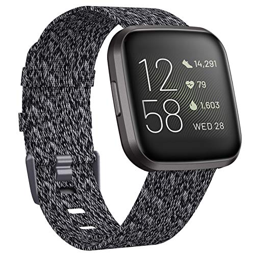 KIMILAR Woven Band Compatible with Fitbit Versa/Fitbit Versa 2/Fitbit Versa Lite Edition, Large Small Woven Fabric Breathable Men Women Versa Replacement Band for Versa Smartwatch