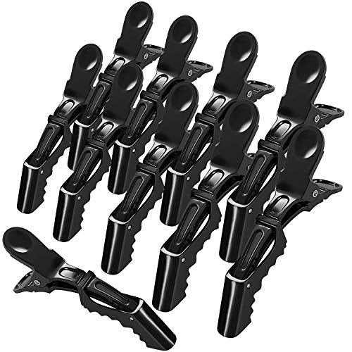 Book Cover Alligator Hair Clips - 10pcs Hair Styling Sectioning Duckbill Clips, Non-Slip Hairdresser Dedicated, Partition Hairgrips For Thick Hair Large Hairpin Black