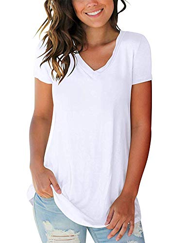 Book Cover SAMPEEL Women's Basic V Neck Short Sleeve T Shirts Summer Casual Tops