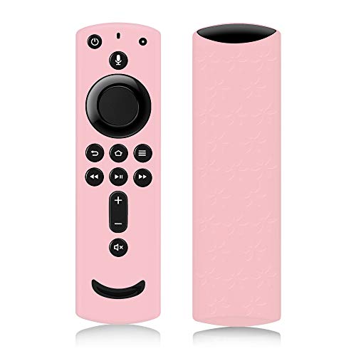 Book Cover Remote Cover for Fire TV Stick 4K, Silicone Remote case for Fire TV Cube/Fire TV(3rd Gen) Compatible with All-New 2nd Gen Alexa Voice Remote Control, Lightweight Anti-Slip Shockproof (Pink)