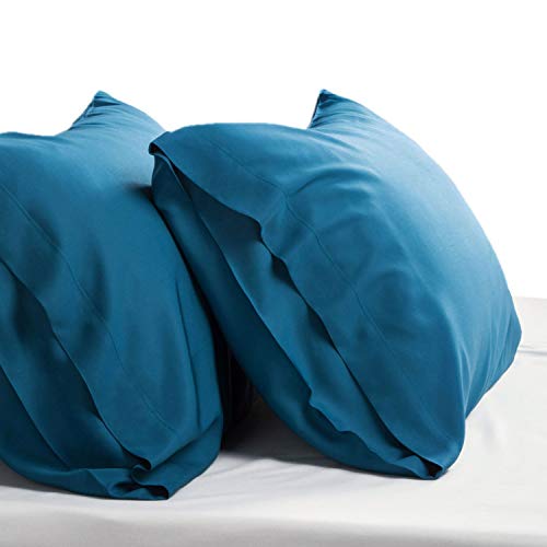 Book Cover Bedsure Cooling Bamboo Pillowcases Set of 2 - Teal Breathable Cool Ultra Soft Pillow Cases - Viscose from Bamboo - Organic Natural Silky Material, Moisture Wicking(Teal, Queen Size 20x30 inches)