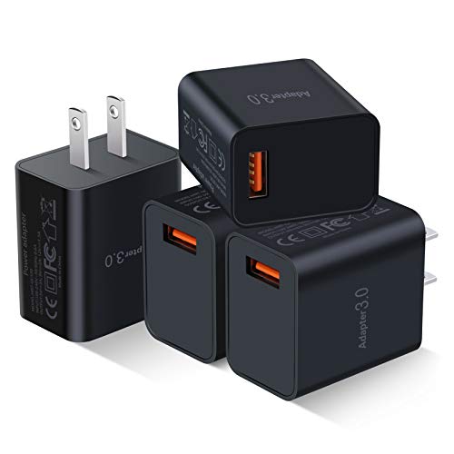 Book Cover [4-Pack] Quick Charge 3.0 USB Wall Charger, Besgoods 18W USB Charger Adapter Fast Charging Block Compatible with Wireless Charger, Samsung Galaxy S9 S8/Note 8 9, iPhone, HTC 10 and More