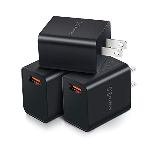Quick Charger 3.0 Wall Charger, OKRAY 3-Pack 18W Fast Charging USB-A Charger Adapter Block Wall Plug Compatible Samsung Galaxy S10/S9/S8, Note 9/8, 10W Wireless Charger, iPhone/iPad, Tablet (BlackÃ—3)