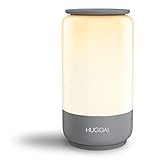 HUGOAI LED Table Lamp, Bedside Lamp, Nightstand Lamps for Bedrooms with Dimmable Whites, Vibrant RGB Colors and Memory Function, No Flicker, Grey