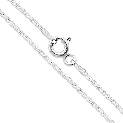 Sterling Silver Diamond-Cut Rope Chain 1.1mm 1.5mm 1.7mm 2mm 2.5mm Solid 925 Italy New Necklace