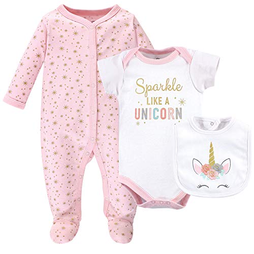 Little Treasure Kid's Multi Piece Clothing Set Pants, Unicorn 3 Piece Set, 0-3 Months (3M)