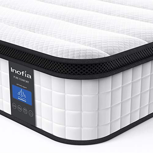 Book Cover Inofia Full Mattress, 12 Inch Hybrid Innerspring Double Mattress in a Box, Cool Bed with Breathable Soft Knitted Fabric Cover