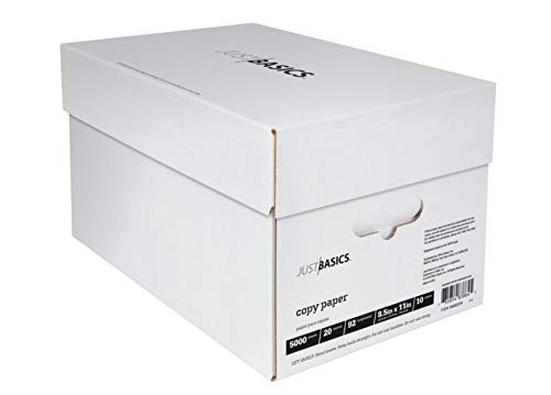 Just Basics Copy Paper, Letter Paper Size, 92 Brightness, 20 Lb, White, 500 Sheets Per Ream, Case of 10 Reams