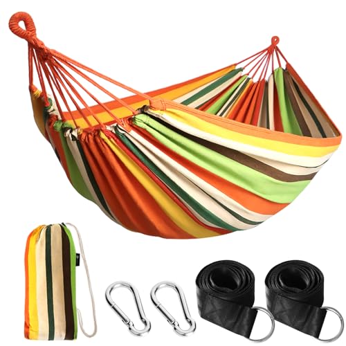 ANYOO Garden Hammock with Wooden Spread Bars Portable Compact Single Hammock with Travel Bag Perfect for Patio Yard Outdoors