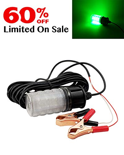 Suxing IP68 1000 Lumen 12V LED Green Underwater Sinking Submersible Night Fishing Light Crappie Squid Boat Shad Shrimp Fish Finder Lamp 5m Cord