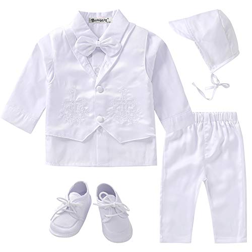 Booulfi Baptism Outfit for Boys 5 Pcs Newborn Baby Boy Clothes 6 Months