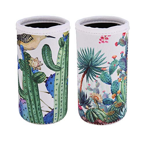 CM Pack of 2 Soft Neoprene Slim Can Sleeves Insulators Slim Can Covers for 12 Fluid Ounce Energy Drink & Beer Cans
