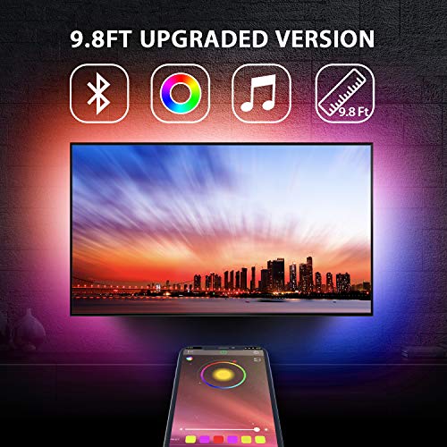 Nexillumi 9.8 Feet TV Backlights USB Light Strip Kit APP Control Sync to Music, Bias Lighting, 5050 RGB Waterproof IP65 USB LED Strip Lights Compatible with Android iOS (Best for 44"-65" TV)