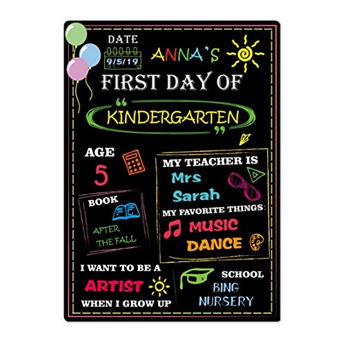 Book Cover Supoice First Day of School Chalkboard Sign Large Size 10 x 14 Inch Photo Prop Back to School Signs for Kids Reusable and Easy Clean Colorful Wood Chalkboard