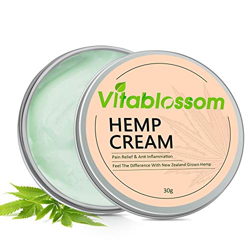 Book Cover Vitablossom Hemp Balm - Hemp Cream for Back, Knee, Hands, Neck, Feet, Inflammation - Pure Hemp, Emu Oil - 1000mg Extract