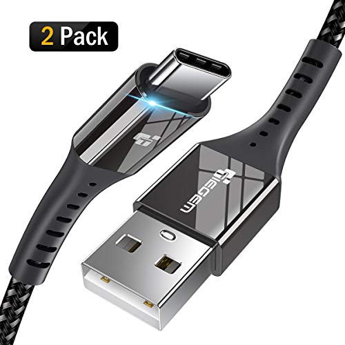 USB Type C Cable,TIEGEM USB A 2.0 to USB-C Fast Charger Nylon Braided USB C Cable Type-C Cable for Samsung Galaxy S10 S9 S8 Plus Note 9 8,Moto Z,LG V30 V20,Nintendo Switch,USB C Devices(6.6ft-2Pack)