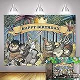 Fanghui 7x5FT Where The Wild Things Theme Party Backdrop King of The Wild Things Boys Happy Birthday Party Banner Supplies Baby Shower Dress Up Party Photo Background Booth Props
