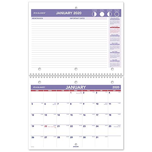 AT-A-GLANCE 2020 Wall Calendar, Desk Calendar, 8-1/2" x 11", Small, Wirebound (PM17028)