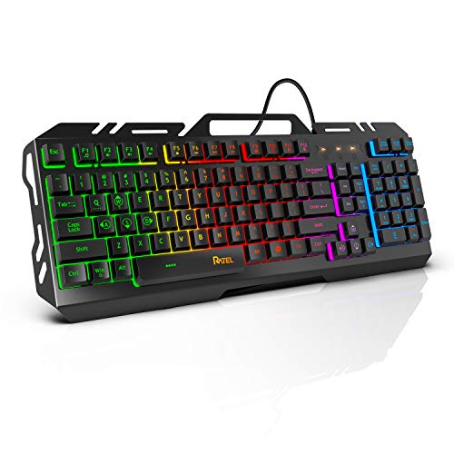 Gaming Keyboard, RATEL Colorful Rainbow LED Backlit USB Wired Keyboard with Spill-Resistant Design for Desktop, Computer