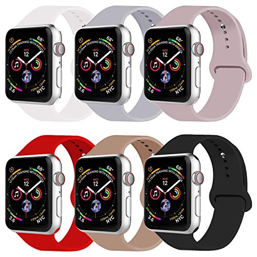 VATI Sport Band Compatible with Apple Watch Band 38mm 42mm 40mm 44mm, Soft Silicone Strap Replacement Bands Compatible with iWatch Series 4, Series 3/2/1 S/M M/L