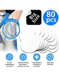 LARGE SIZE Underarm Sweat Pads - Disposable Absorbent Dress Shields Pure Antiperspirant Adhesive Underarm Pads, Comfortable, Sweat Free, Odor Blocker, Discreet, Perspiration Sweat Pad [80 Packs]