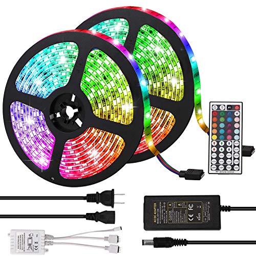 Targherle LED Strip Lights, 33ft/10M Led Light Strip SMD 5050 IP65 Waterproof RGB Flexible Light Strip Kit with 44 Key IR Remote RGB Controller, Strengthen 3M Tape, 12V