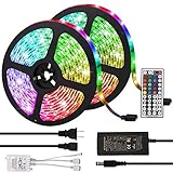 LED Strip Lights, Targherle 33 Feet/10M Led Light Strip SMD 5050 IP65 Waterproof RGB Flexible Light Strip Kit with 44 Key IR Remote RGB Controller, Strengthen 3M Tape, 12V 5APower Supply (RGB)