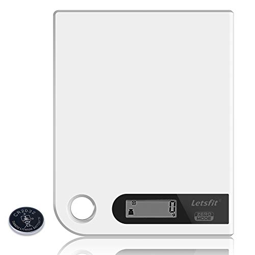 Letsfit Digital Kitchen Scale, Food Scale Grams and Ounces, Ultra Slim Size, Large Capacity 11lb 5kg, Battery Included
