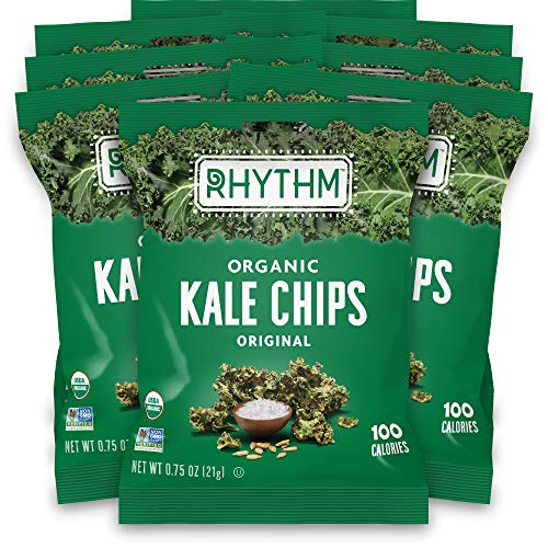 Rhythm Superfoods Kale Chips, Original, Organic and Non-GMO, 0.75 Oz (Pack of 8) Single Serves, Vegan/Gluten-Free Superfood Snacks