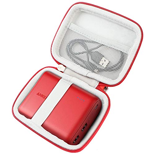 Khanka Hard Travel Case Replacement for Anker PowerCore 13000 13000mAh 10400 Portable Charger 2-Port Ultra Battery Power Bank (red Zipper)