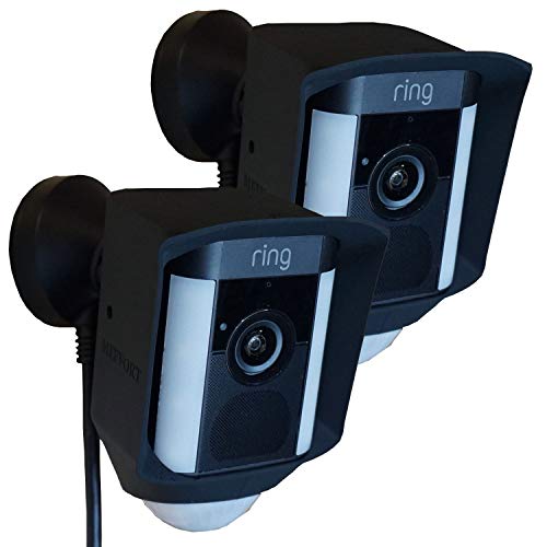 Silicone Skin Case Cover for Ring Spotlight Camera Wired -Sun Glare, UV & Weather Protection Skins Cover (2 Pack, Black)