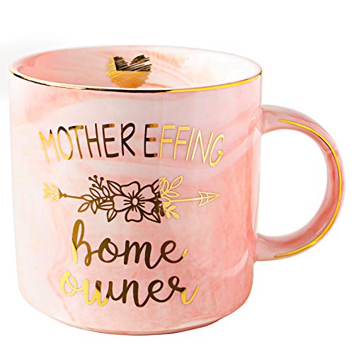 VILIGHT Housewarming Gifts for New Home Present for Women - Mother Effing Homeowner Mug Funny Marble Ceramic Coffee Cup 11 Oz