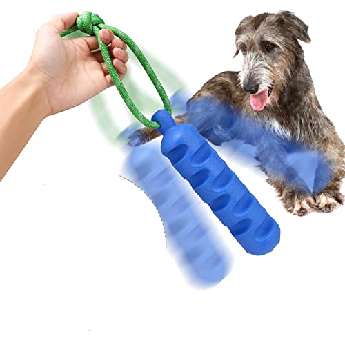 YUEJING Durable Dog Chew Toys, Interactive Tough Squeaky Dog Toy On A Rope, Indestructible Squeaky Dog Bone-Shaped Pet Chew Toy for Medium Large Dog, Natural Rubber Non-Toxic