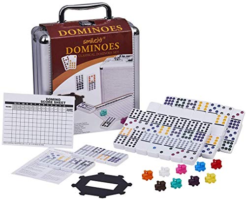 Dominoes Set - Mexican Train Dominoes Double 12 Domino Game with Aluminum Case