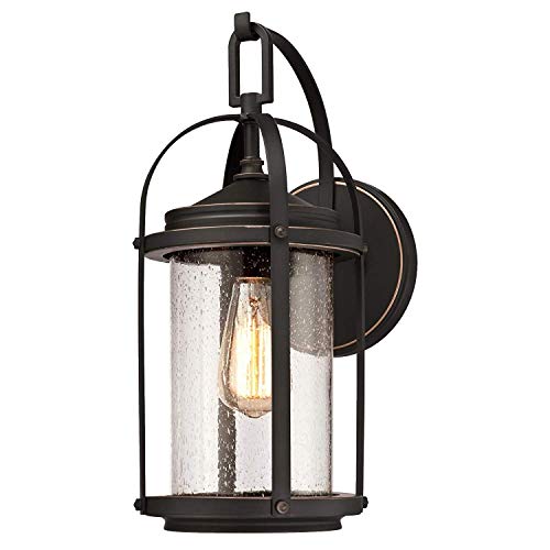 Westinghouse Lighting One-Light Outdoor Lighting,Oil Rubbed Bronze Finish with Highlights and Clear Seeded Glass (Grandview Wall Fixture)
