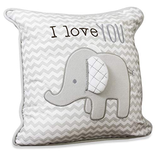 Wendy Bellissimo Super Soft Square Decorative Pillow + Throw Pillow (11x11) Nursery DÃ©cor - Elephant Grey and White