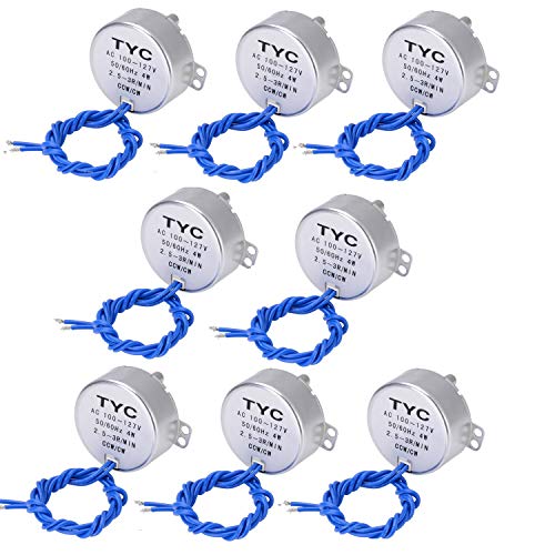 Electric Synchron Motor Synchronous Synchron Motor Turntable Motor Cup Turner Motor 110V 100-127VAC 50/60Hz 4W 2.5-3RPM/MIN CCW/CW Direction for Hand-Made,School Project,Model or Guide (8PCS/2.5-3RPM)