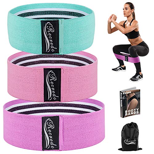 Book Cover Recredo Booty Bands, Non Slip Resistance Bands for Legs and Butt, Workout Bands Exercise Bands Glute Bands for Women, 3 Pack - Training Ebook and Video Included