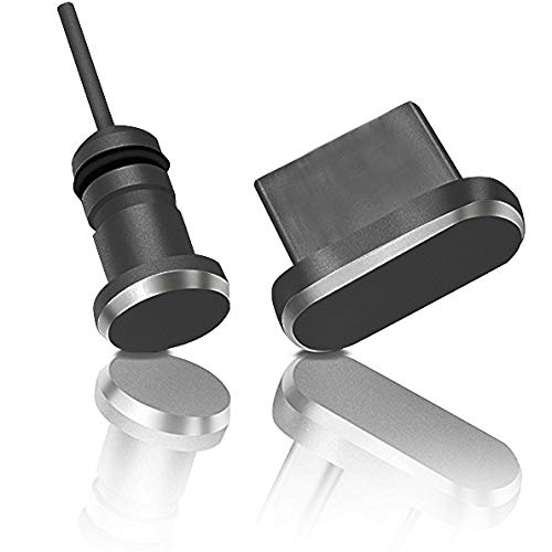 Anti-dust Plug for Smartphones, MacBook, Laptop | USB-C dust Plug, Protection for Every USB-C Port - Samsung Galaxy S8, S9, 10e, 10, 10+ and Many More. Aluminium Dust Plug - Black