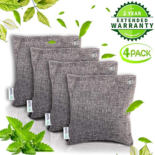 Feader Air Purifier Bag Bamboo Charcoal Bag Charcoal Air Purifying Activated Bags Dry Activated Charcoal Odor Absorber Captures and Eliminates Odors (4 Pack)