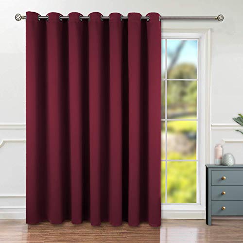Book Cover BGment Fashion Sliding Door Curtain 100 X 84 Inches, Wide Thermal Blackout Curtains Room Darkening Room Divider Window Curtain, 1 Panel, Burgundy