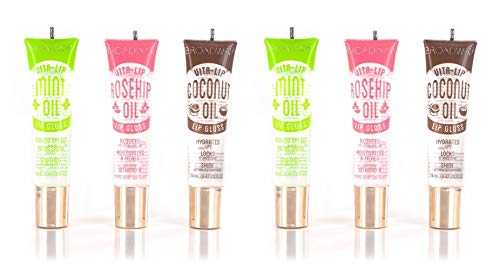 Book Cover 6-PACKS Kiss Broadway Clear Lip Gloss (Mint,Coconut,Rosehip Oil)