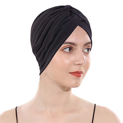 Book Cover DuoZan Womenâ€™s Cotton Turban Elastic Beanie Printing Sleep Bonnet Chemo Cap Hair Loss Hat