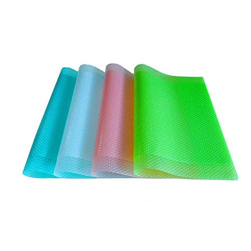 STONE DRUM Fridge Liners 8PCS EVA Shelf Liners 11.4"x17.7" Washable Refrigerator Pad Mat Liner Non-Adhesive Cupboard Liners Non-Slip Cabinet Drawer Table Liners - 4 Mixed Color